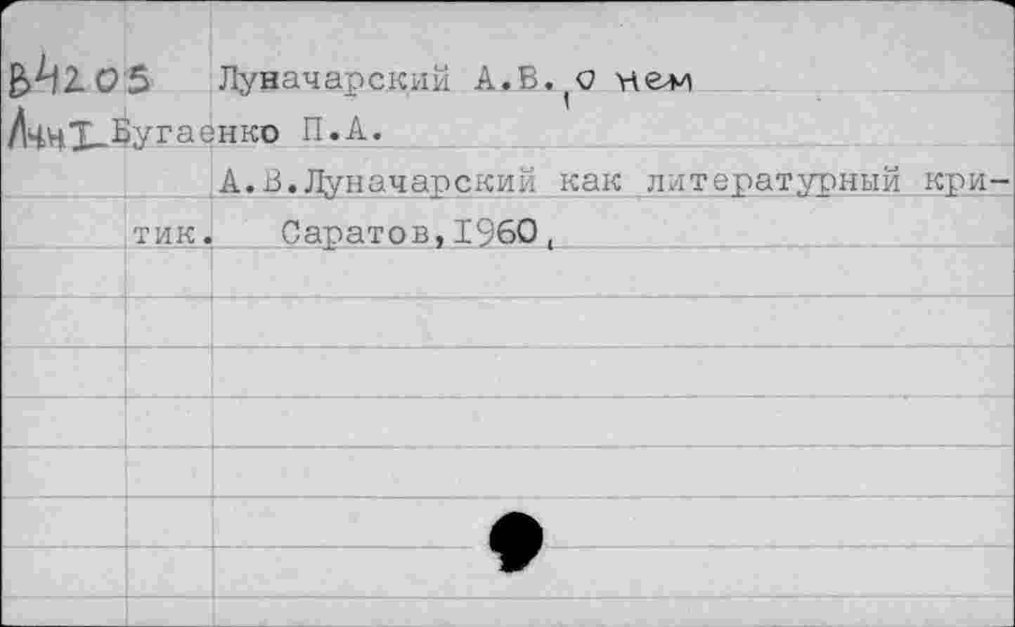 ﻿Г- ^2.0	5	Луначарский А. В. о и ели
Ачн!-^	»угае	нко П.А. А.В.Луначарский как литературный кри-
	тик.	Саратов,1960,
		
		
		
		
		
		
		
		